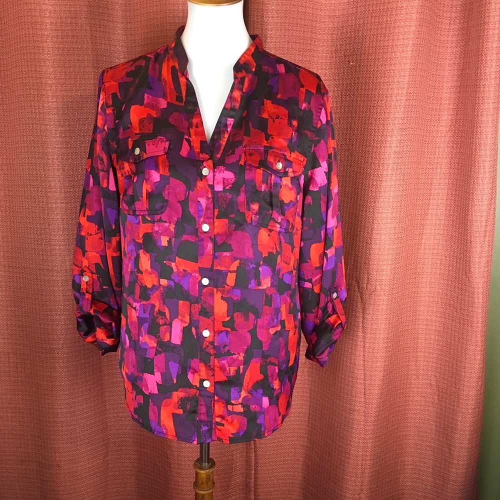 Ruby Rd. Vibrant Abstract Top 14 FREE SHIP